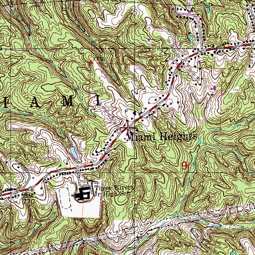 Topographic Map of Miami Heights, OH