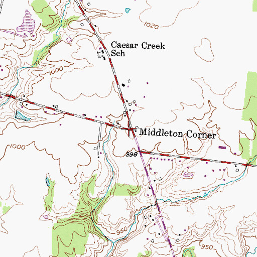Topographic Map of Middleton Corner, OH