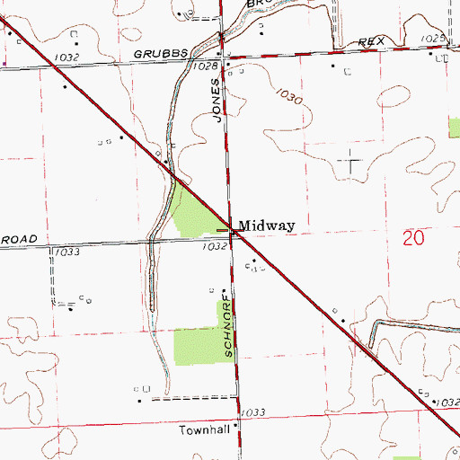 Topographic Map of Midway, OH