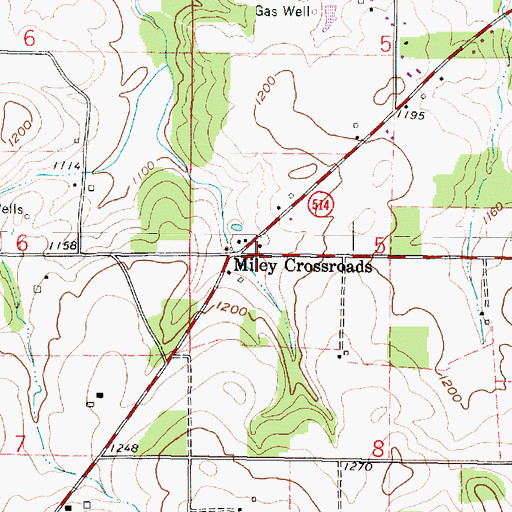 Topographic Map of Miley Crossroads, OH