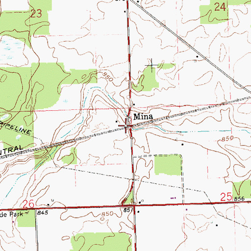 Topographic Map of Mina, OH
