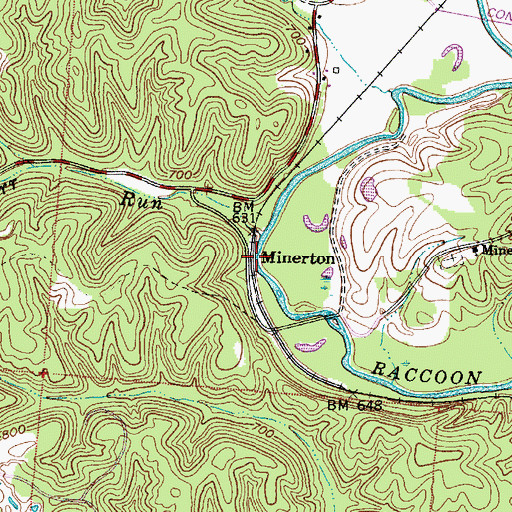 Topographic Map of Minerton, OH