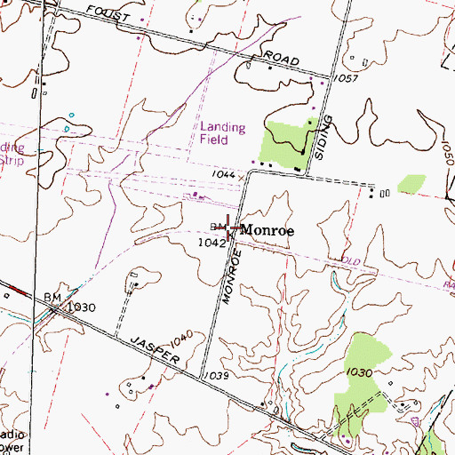 Topographic Map of Monroe, OH