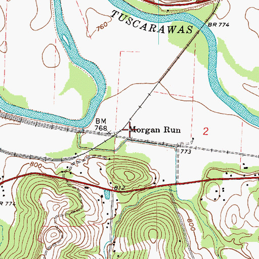 Topographic Map of Morgan Run, OH