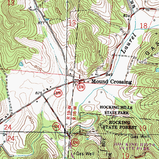Topographic Map of Mound Crossing, OH