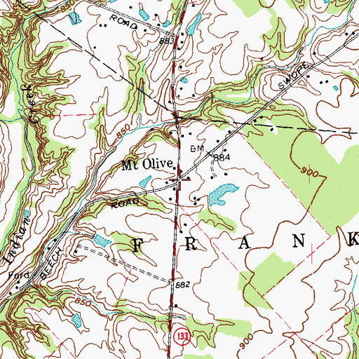 Topographic Map of Mount Olive, OH