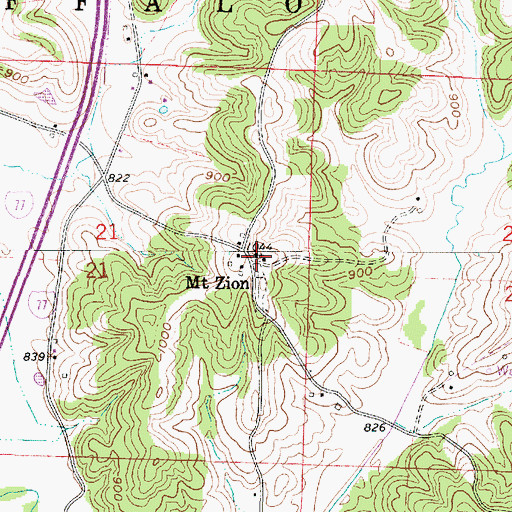 Topographic Map of Mount Zion, OH