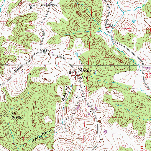 Topographic Map of Napier, OH