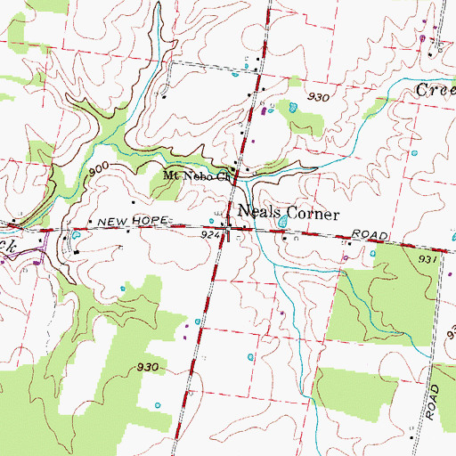 Topographic Map of Neals Corner, OH