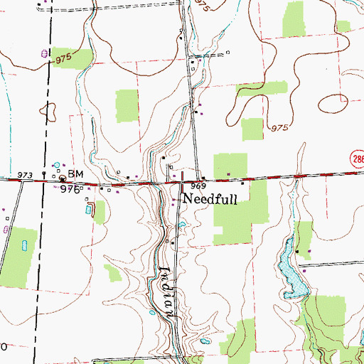 Topographic Map of Needfull, OH