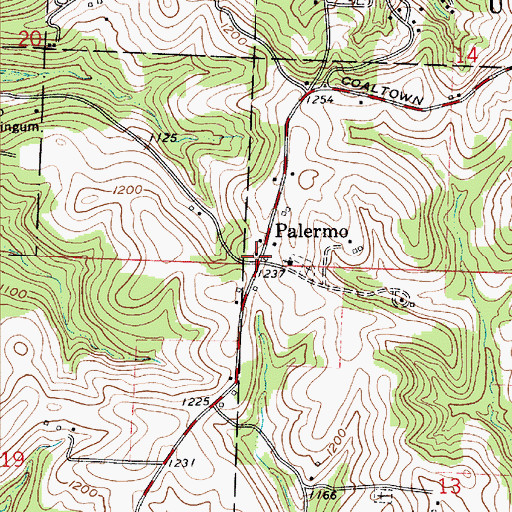 Topographic Map of Palermo, OH