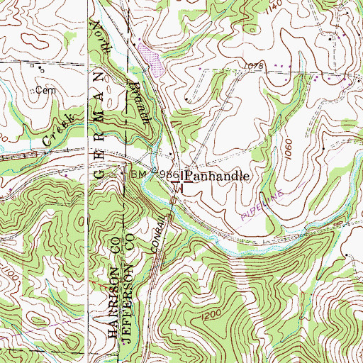 Topographic Map of Panhandle, OH