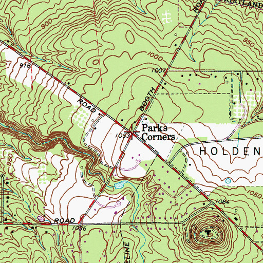 Topographic Map of Parks Corner, OH