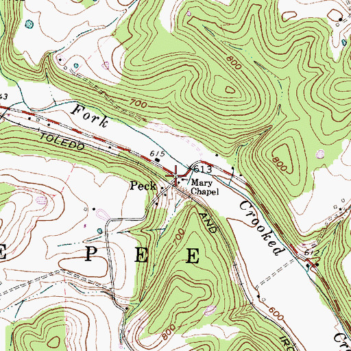 Topographic Map of Peck, OH