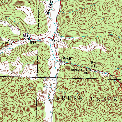 Topographic Map of Pink, OH