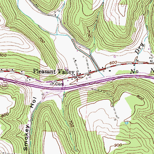 Topographic Map of Pleasant Valley, OH