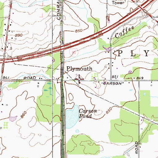 Topographic Map of Plymouth, OH
