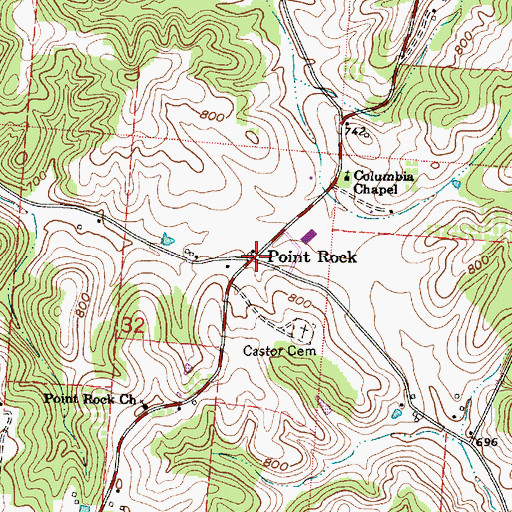 Topographic Map of Point Rock, OH