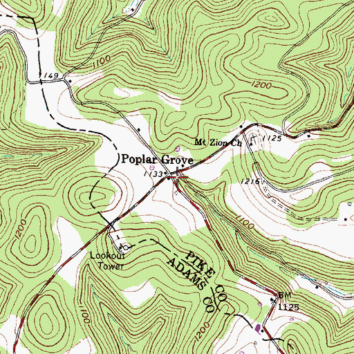 Topographic Map of Poplar Grove, OH