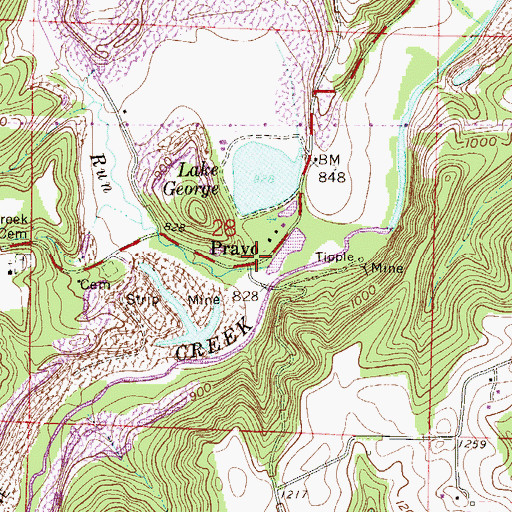 Topographic Map of Pravo, OH
