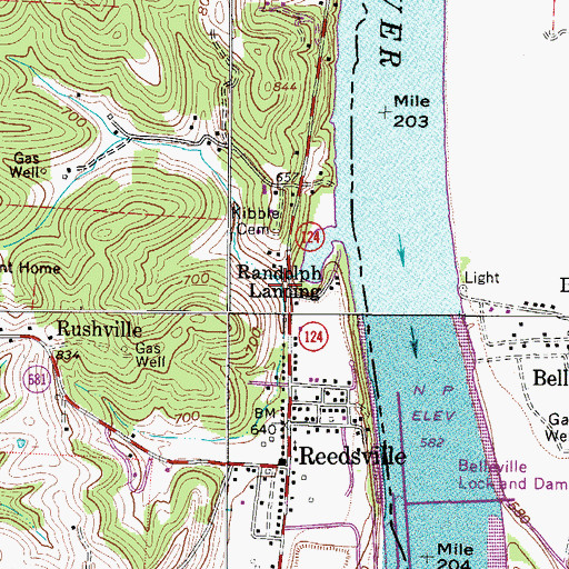 Topographic Map of Randolph Landing, OH