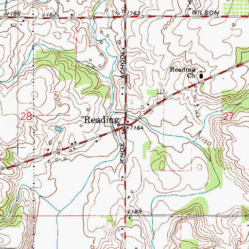 Topographic Map of Reading, OH