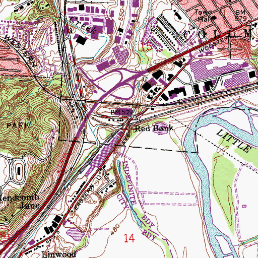 Topographic Map of Red Bank, OH