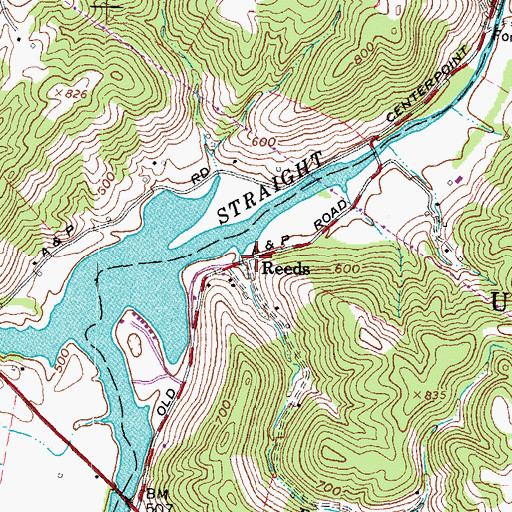 Topographic Map of Reeds, OH