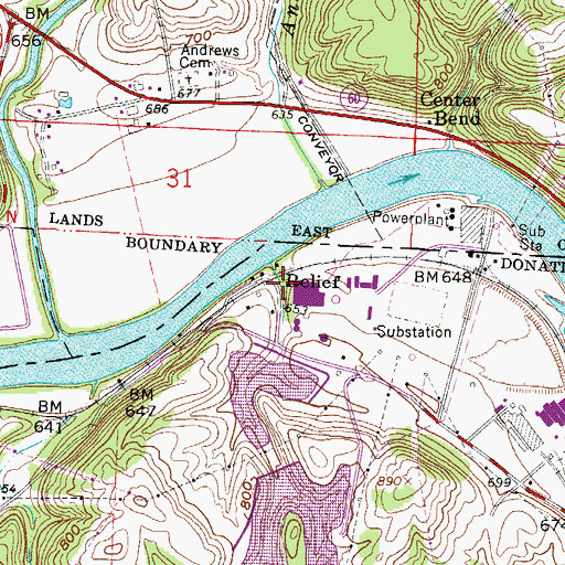 Topographic Map of Relief, OH