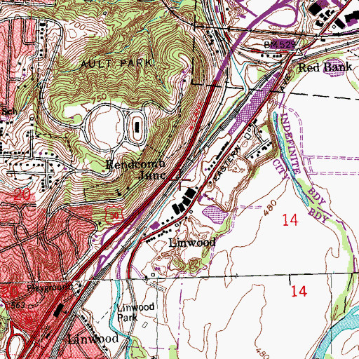 Topographic Map of Rendcomb Junction, OH