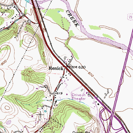 Topographic Map of Renick, OH
