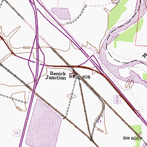 Topographic Map of Renick Junction, OH
