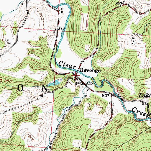 Topographic Map of Revenge, OH