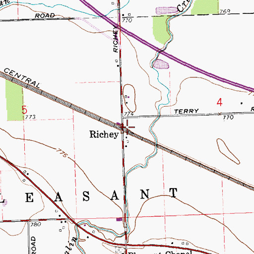 Topographic Map of Richey, OH