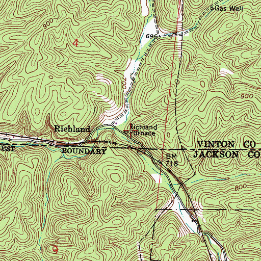 Topographic Map of Richland Furnace, OH
