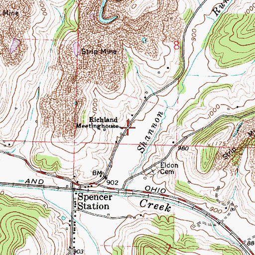 Topographic Map of Richland Meetinghouse, OH