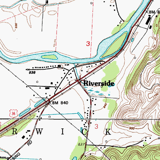 Topographic Map of Riverside Park, OH