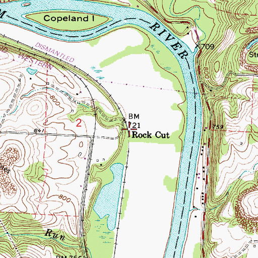 Topographic Map of Rock Cut, OH