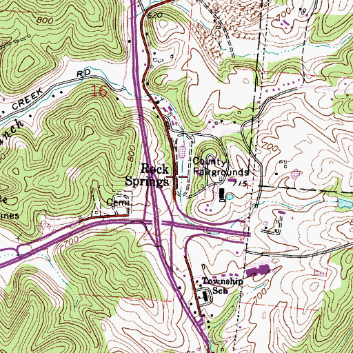Topographic Map of Rock Springs, OH