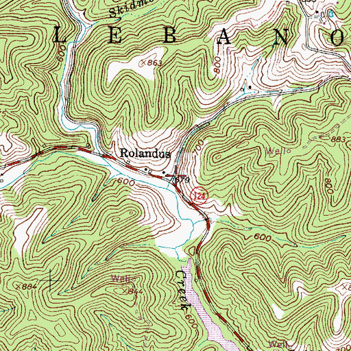 Topographic Map of Rolandus, OH