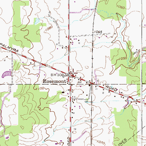 Topographic Map of Rosemont, OH