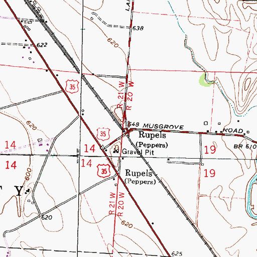 Topographic Map of Rupels, OH