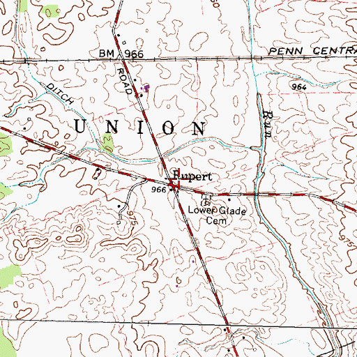 Topographic Map of Rupert, OH