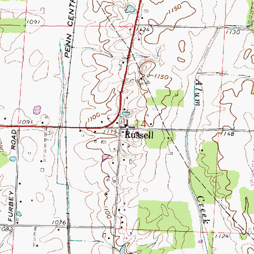Topographic Map of Russell, OH