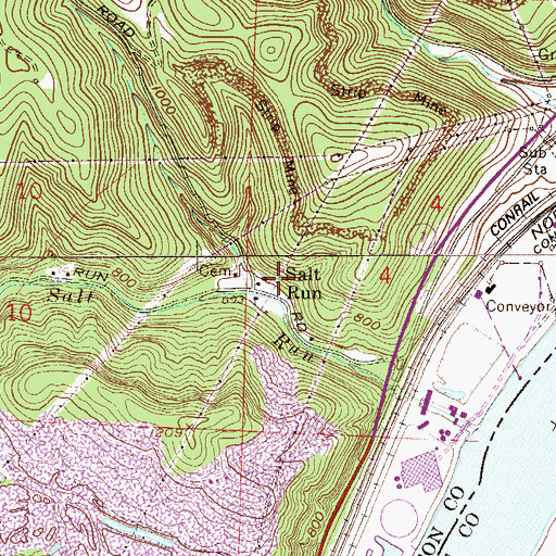Topographic Map of Salt Run, OH