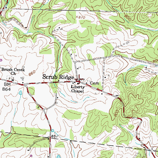 Topographic Map of Scrub Ridge, OH