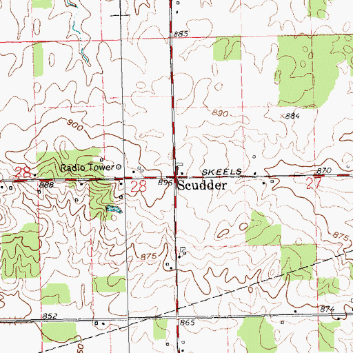 Topographic Map of Scudder, OH