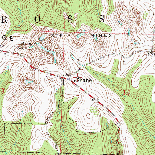 Topographic Map of Shane, OH