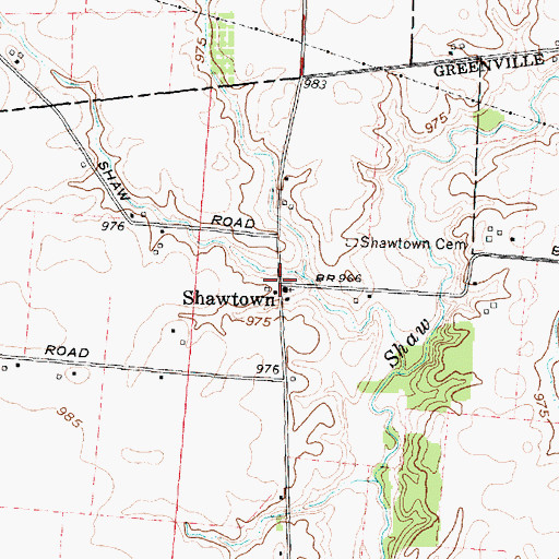 Topographic Map of Shawtown, OH