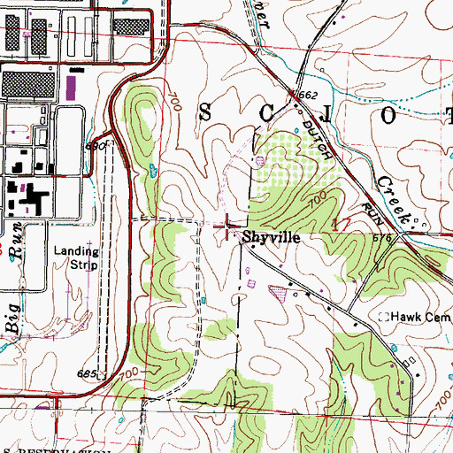 Topographic Map of Shyville, OH